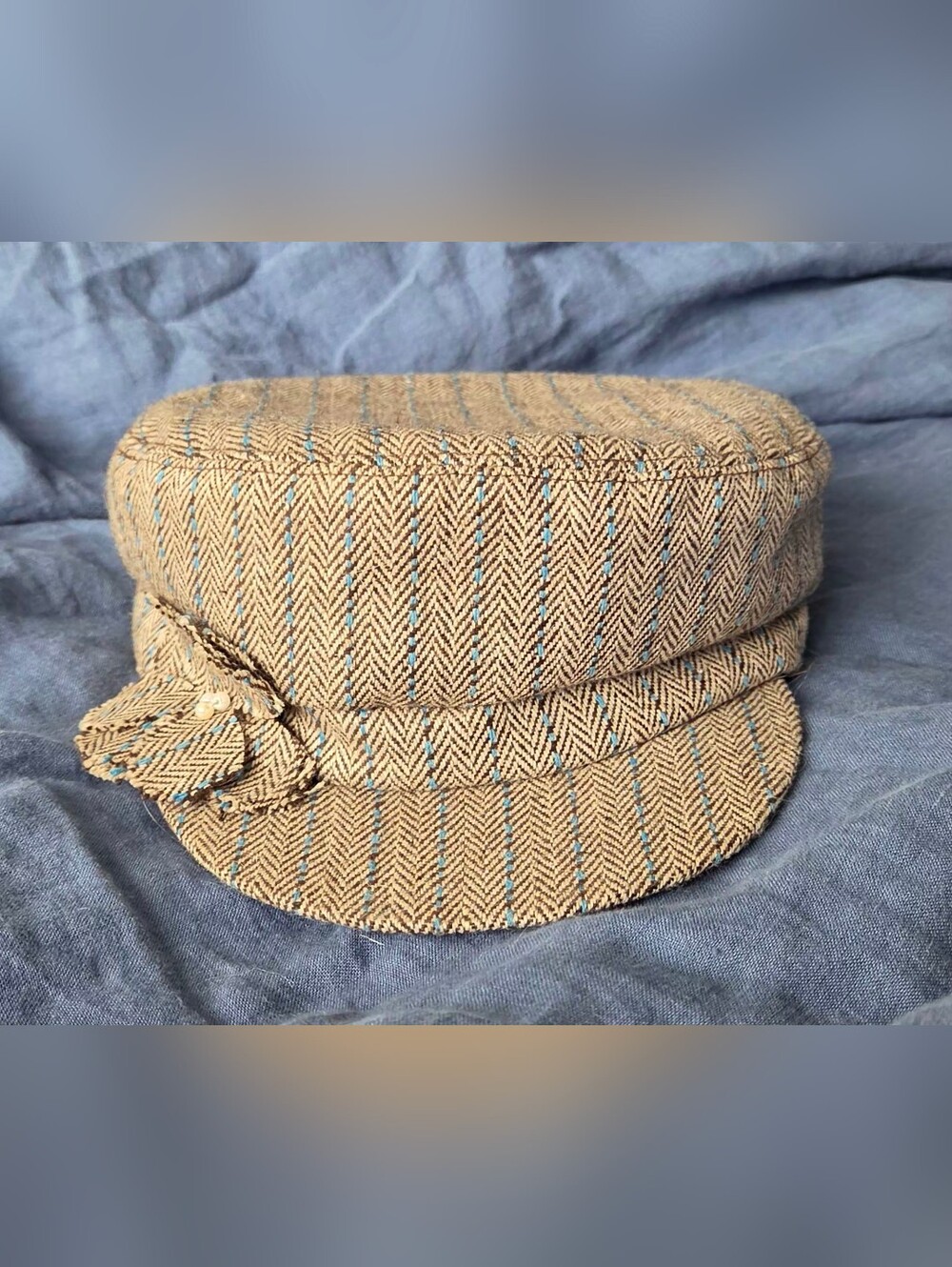 Wool Herringbone Baker Boy Cap